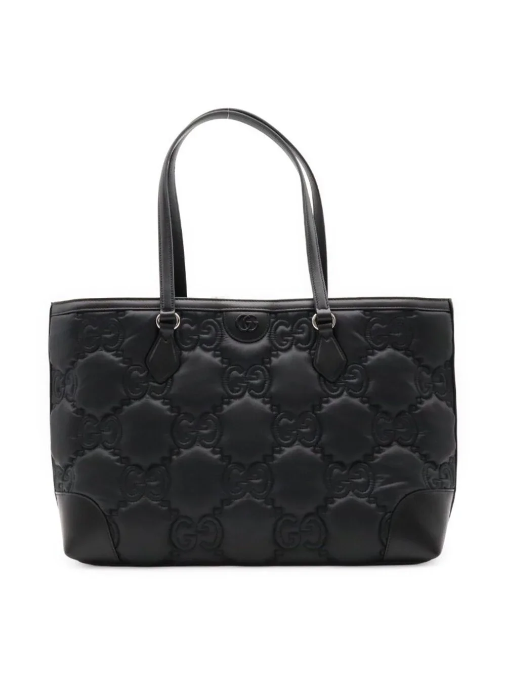 Gucci GG Matelasse Tote Large Shoulder Bag Nylon Leather Black